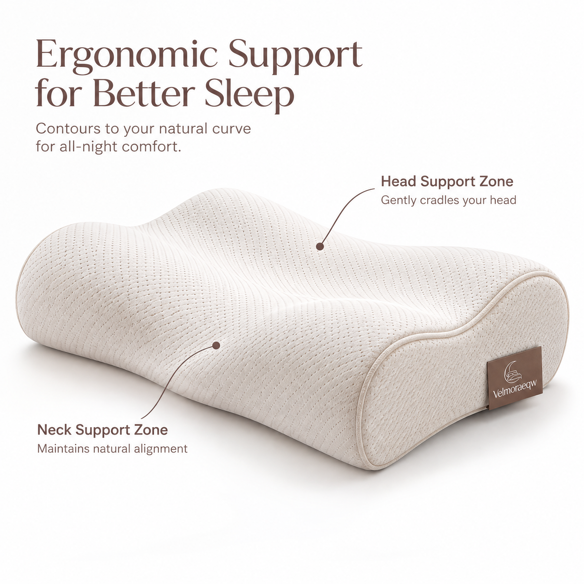 Aveloraqdqsa™ CloudCurve Ergonomic Contour Pillow – Breathable Neck & Shoulder Support Sleeping Pillow with Sculpted Comfort Design