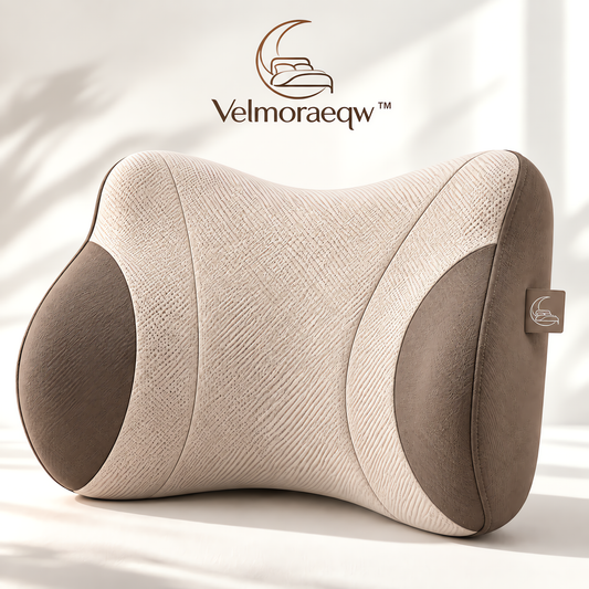 Velmoraeqw™ CloudHug Ergonomic Lumbar Support Pillow – Contoured Back Cushion with Side-Wing Support & Breathable Comfort Fabric